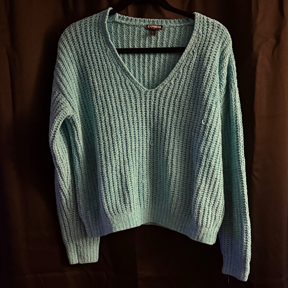 Express Aqua V-Neck Women's Sweater